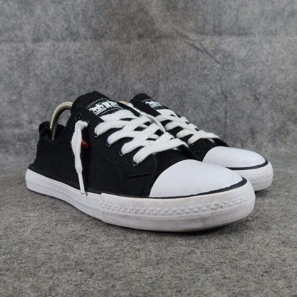 Levis Shoes Womens 8.5 Sneakers Slip On Casual Canvas Comfort Tech Black Flats - Picture 1 of 14